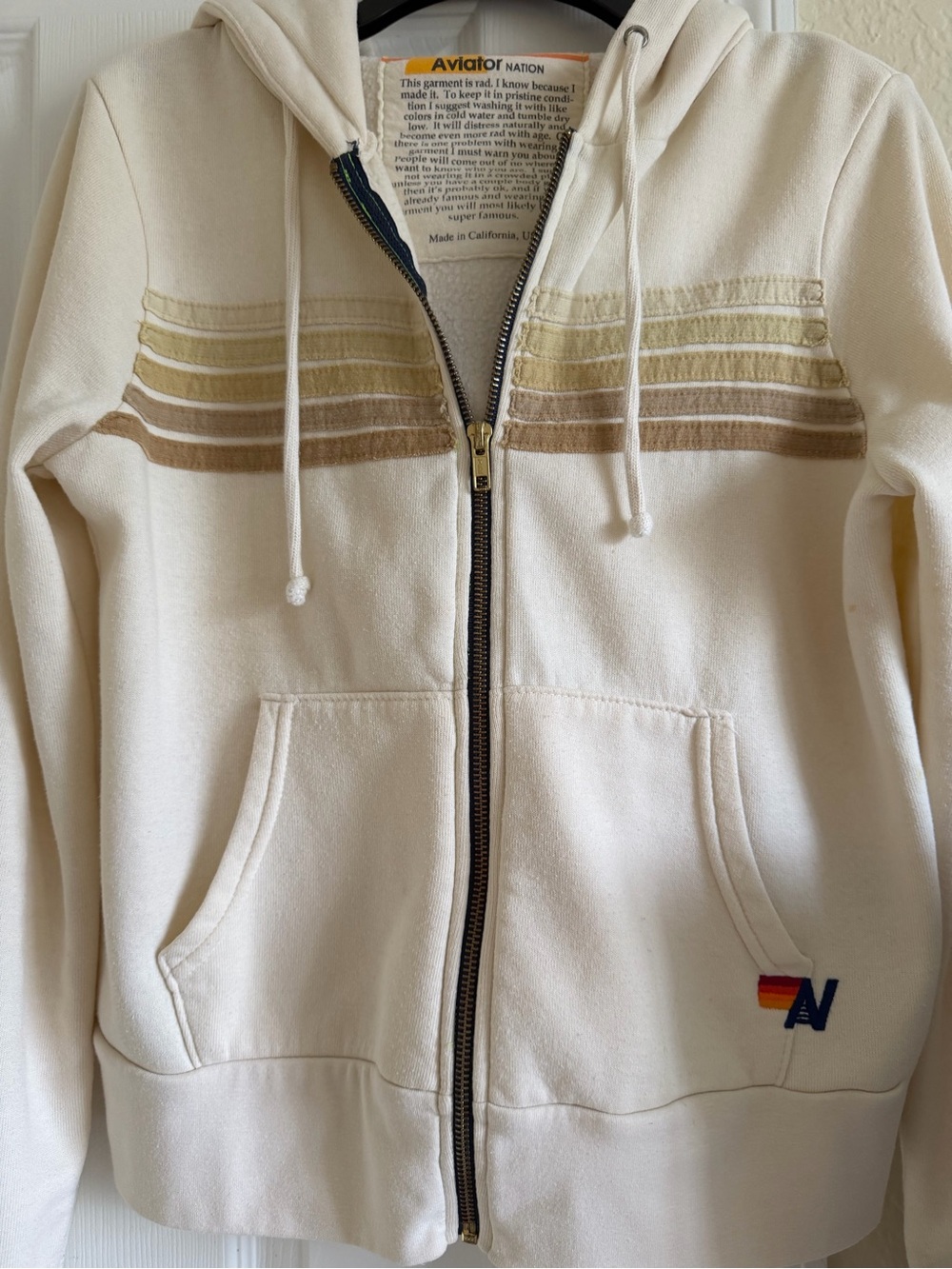 Aviator Nation Cream Stripe Hoodie And Jogger Set - Picture 6 of 10